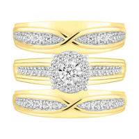 LADIES TRIO SET 1.00CT ROUND DIAMOND 10K YELLOW GOLD