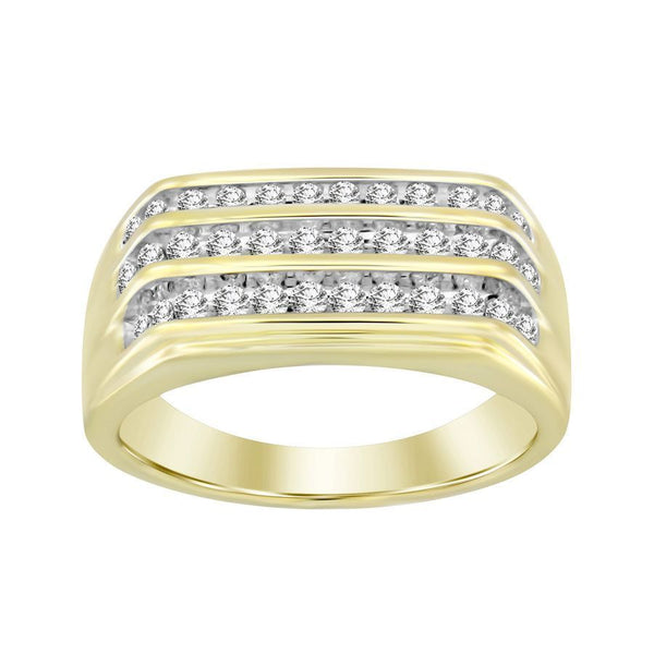 MEN'S RING 0.50CT ROUND DIAMOND 10K YELLOW GOLD