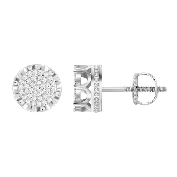 MEN'S EARRINGS 0.25CT ROUND DIAMOND STERLING SILVER/WHITE GOLD