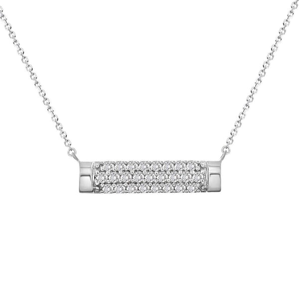 LADIES PENDANT WITH CHAIN 0.20CT ROUND DIAMOND 10K WHITE GOLD