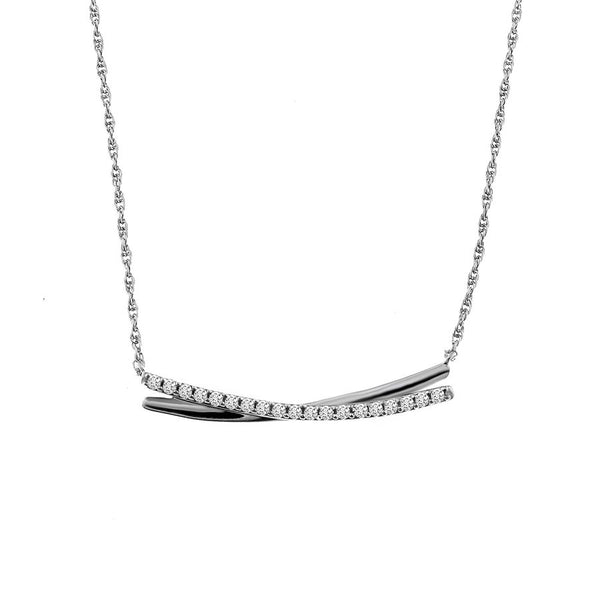 LADIES PENDANT WITH CHAIN 0.20CT ROUND DIAMOND 10K WHITE GOLD