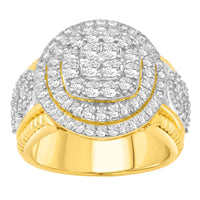 MEN'S RING 2.75CT ROUND DIAMOND 10K YELLOW GOLD