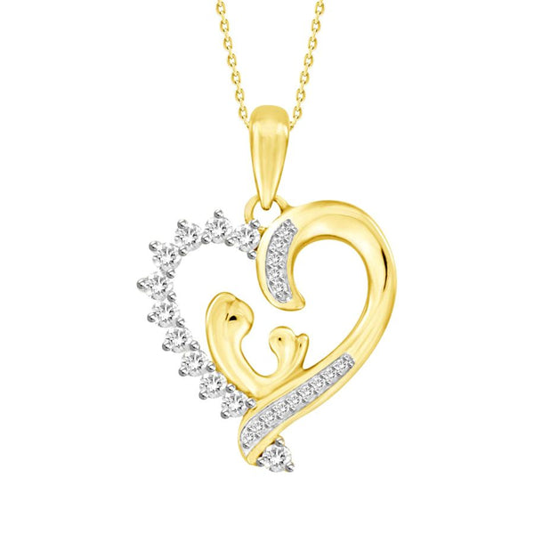 LADIES PENDANT 0.20CT ROUND DIAMOND 10K YELLOW GOLD