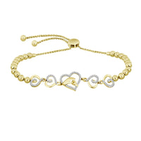 LADIES BRACELET 0.25CT ROUND DIAMOND YELLOW GOLD/STERLING SILVER