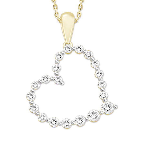 LADIES PENDANT WITH CHAIN 0.50CT ROUND DIAMOND 10K YELLOW GOLD