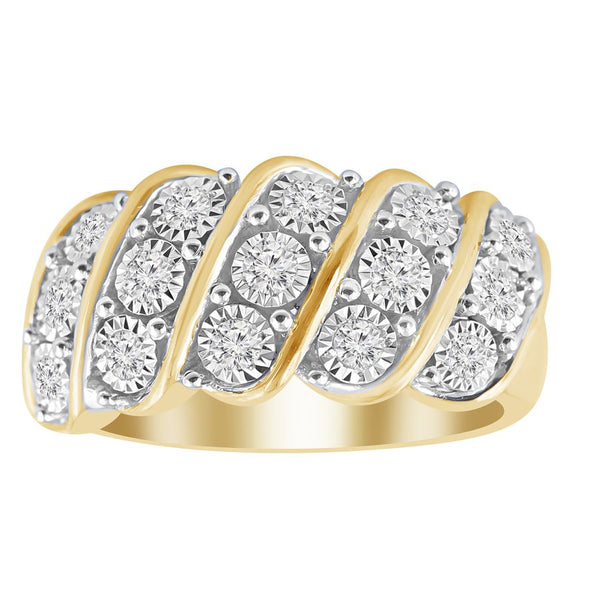 LADIES RING 0.25CT ROUND DIAMOND 10K YELLOW GOLD