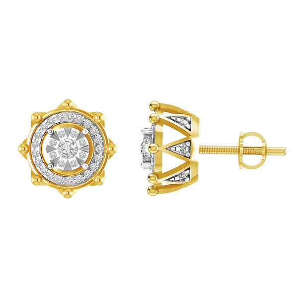 LADIES STUD EARRINGS 0.50CT ROUND DIAMOND 10K YELLOW GOLD