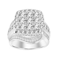 LADIES RING 4.00CT ROUND/BAGUETTE DIAMOND 10K WHITE GOLD