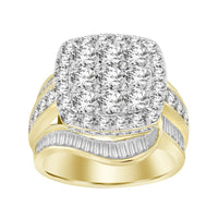 LADIES RING 4.00CT ROUND/BAGUETTE DIAMOND 10K YELLOW GOLD