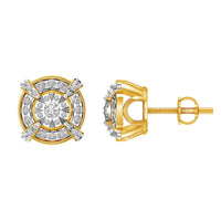 LADIES STUD EARRINGS 0.50CT ROUND DIAMOND 10K YELLOW GOLD