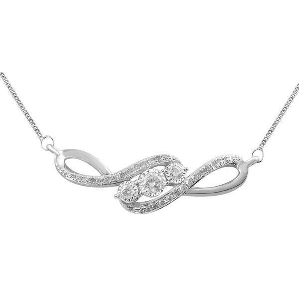 LADIES NECKLACE 0.25CT ROUND DIAMOND 10K WHITE GOLD