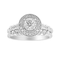 LADIES BRIDAL SET 0.50CT ROUND DIAMOND 14K WHITE GOLD