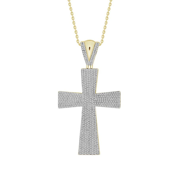 MEN'S PENDANT 2.00CT ROUND DIAMOND 10K YELLOW GOLD