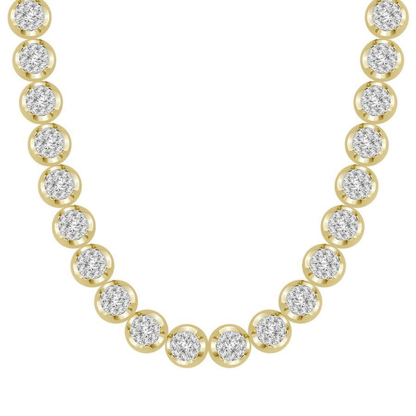 MEN'S NECKLACE 8.30CT ROUND DIAMOND 10K YELLOW GOLD