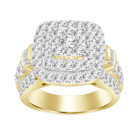 LADIES RING 3.00CT ROUND/BAGUETTE DIAMOND 10K YELLOW GOLD