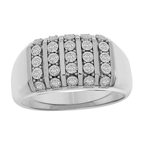 MEN'S RING 0.25CT ROUND DIAMOND 10K WHITE GOLD