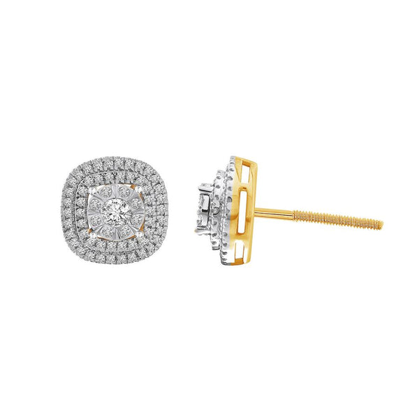 LADIES EARRINGS 0.50CT ROUND DIAMOND 10K YELLOW GOLD