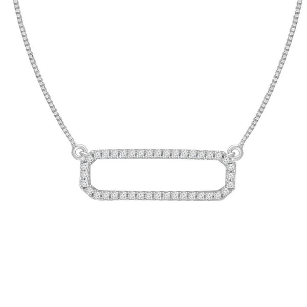 LADIES NECKLACE 0.15CT ROUND DIAMOND 10K WHITE GOLD