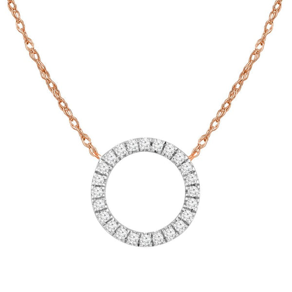 LADIES NECKLACE 0.15CT ROUND DIAMOND 10K ROSE GOLD