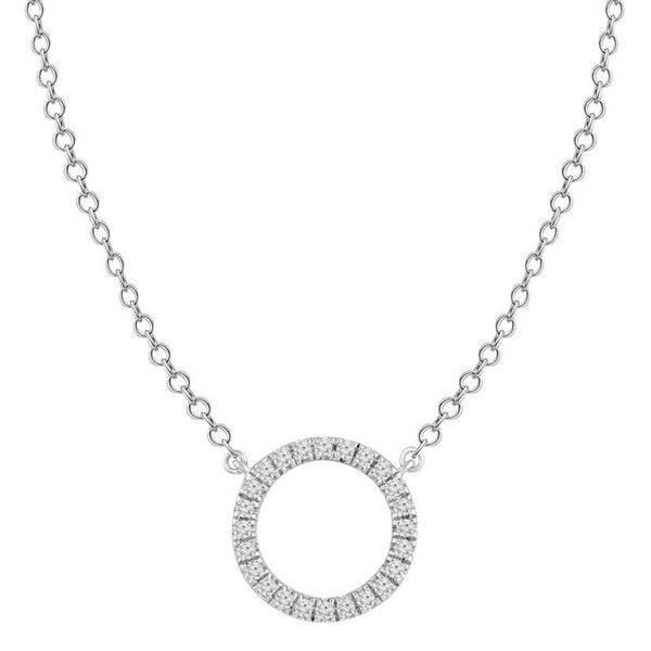 LADIES NECKLACE 0.15CT ROUND DIAMOND 10K WHITE GOLD