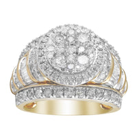 LADIES RING 3.00CT ROUND/BAGUETTE DIAMOND 10K YELLOW GOLD