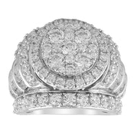 LADIES RING 5.00CT ROUND/BAGUETTE DIAMOND 10K WHITE GOLD