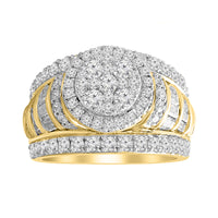 LADIES RING 2.00CT ROUND/BAGUETTE DIAMOND 10K YELLOW GOLD