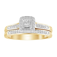 LADIES BRIDAL SET 0.15CT ROUND DIAMOND 10K YELLOW GOLD