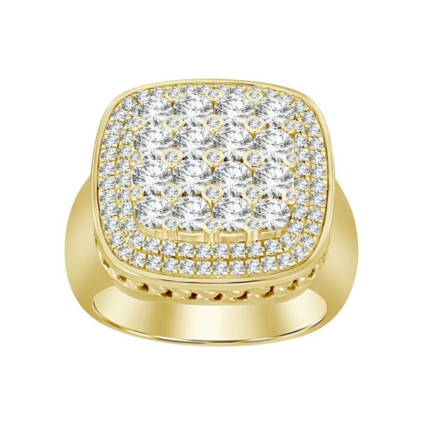 MEN'S RING 2.00CT ROUND DIAMOND 10K YELLOW GOLD