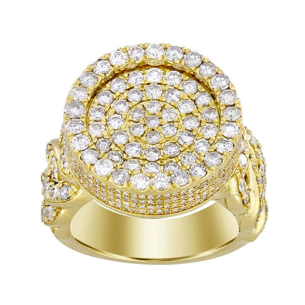 MEN'S RING 3.50CT ROUND DIAMOND 10K YELLOW GOLD