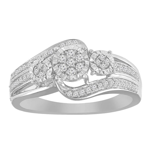 LADIES RING 0.10CT ROUND DIAMOND STERLING SILVER/WHITE GOLD