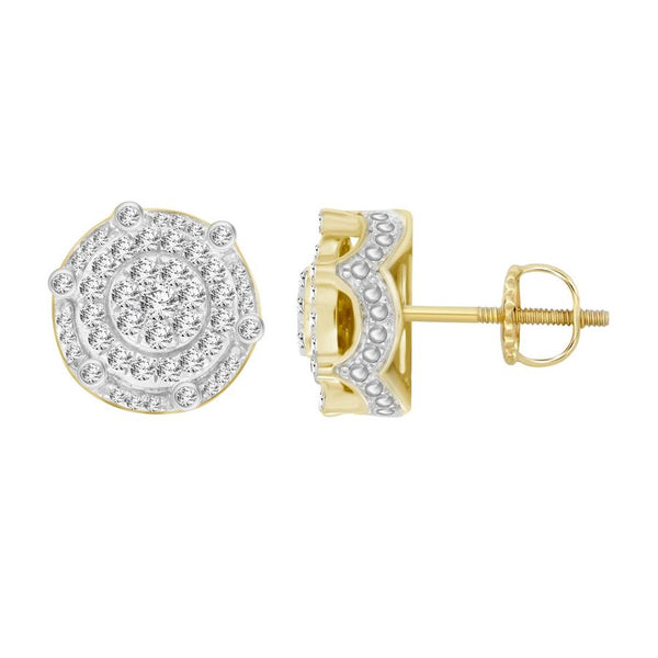 LADIES STUD EARRINGS 0.60CT ROUND DIAMOND 10K YELLOW GOLD