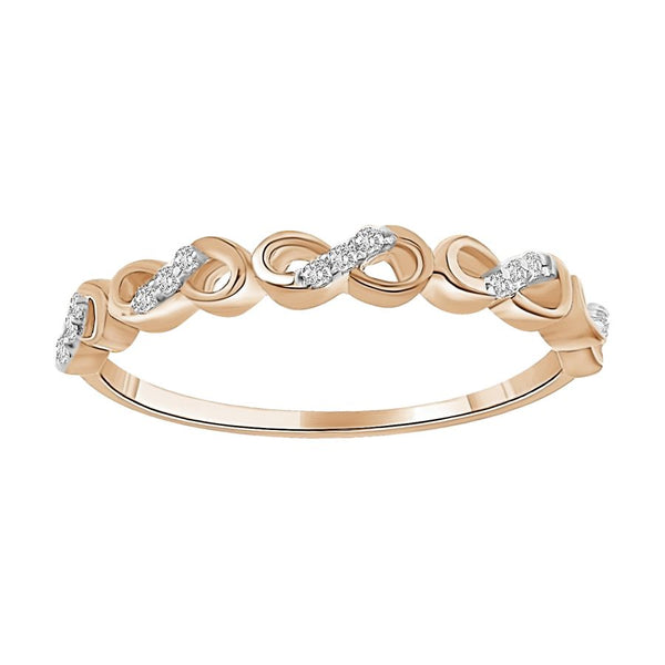 LADIES STACKABLE BAND 0.05CT ROUND DIAMOND 10K ROSE GOLD