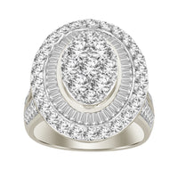 LADIES RING 3.00CT ROUND/BAGUETTE DIAMOND 10K WHITE GOLD