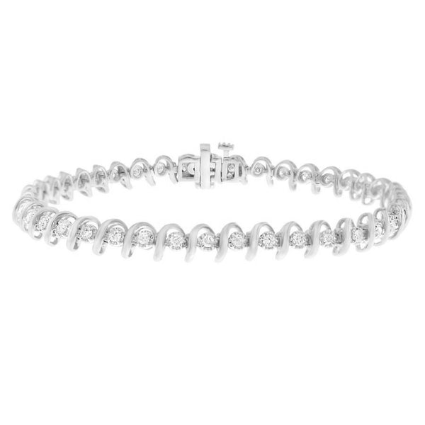 LADIES BRACELET 1.00CT ROUND DIAMOND 10K WHITE GOLD