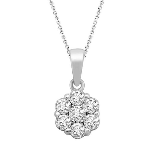 LADIES PENDANT WITH CHAIN 0.33CT ROUND DIAMOND 10K WHITE GOLD