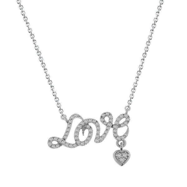 LADIES NECKLACE 0.20CT ROUND DIAMOND 10K WHITE GOLD