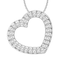 LADIES PENDANT WITH CHAIN 0.50CT ROUND DIAMOND 14K WHITE GOLD