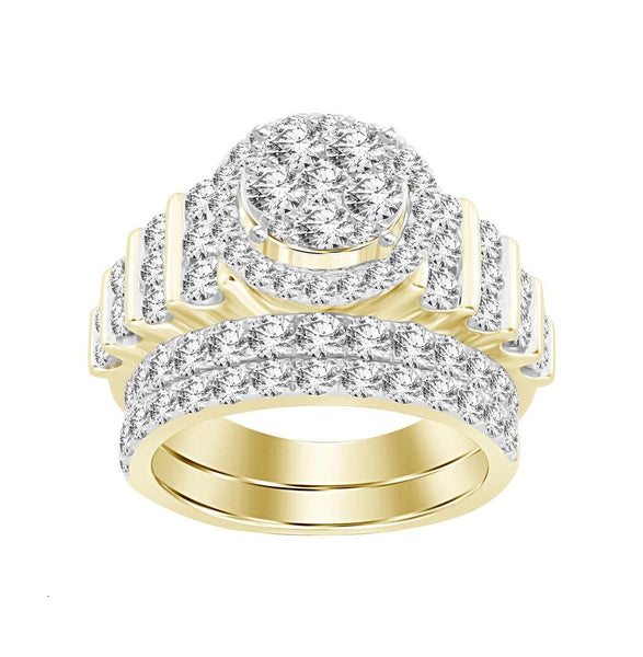 LADIES BRIDAL SET 3.00CT ROUND DIAMOND 10K YELLOW GOLD