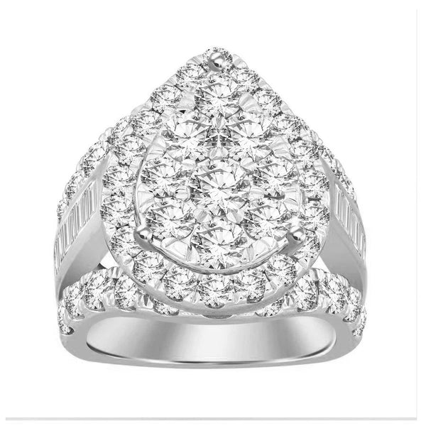 LADIES RING 5.00CT ROUND/BAGUETTE DIAMOND 10K WHITE GOLD