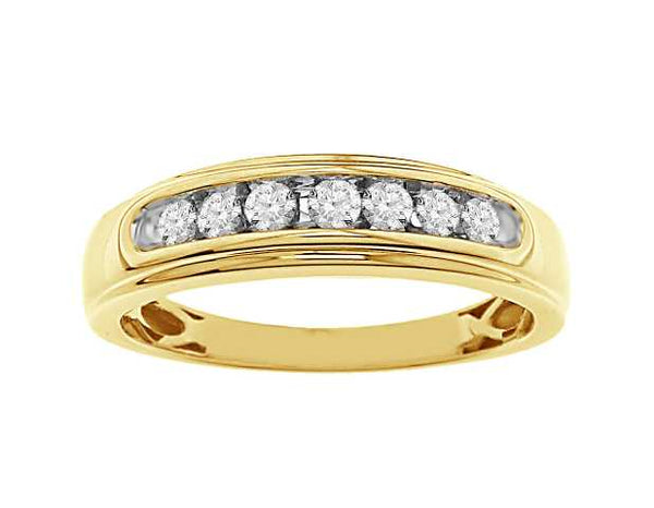 MEN'S BAND 0.33CT ROUND DIAMOND 14K YELLOW GOLD (SI QUALITY)