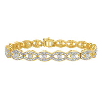 LADIES BRACELET 0.25CT ROUND DIAMOND YELLOW GOLD/STERLING SILVER