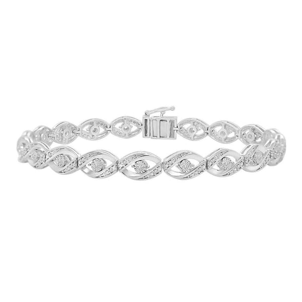 LADIES BRACELET 0.25CT ROUND DIAMOND YELLOW GOLD/STERLING SILVER