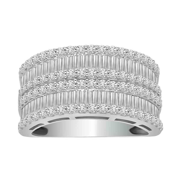 LADIES BAND 1.50CT ROUND/BAGUETTE DIAMOND 10K WHITE GOLD