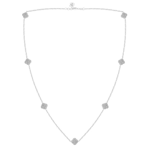 LADIES NECKLACE 0.75CT ROUND DIAMOND 10K WHITE GOLD