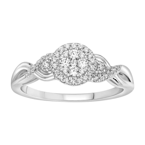 LADIES RING 0.25CT ROUND DIAMOND 10K WHITE GOLD