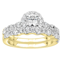 LADIES BRIDAL SET SEMI MOUNT 1.10CT ROUND DIAMOND 14K YELLOW GOLD (SI QUALITY)