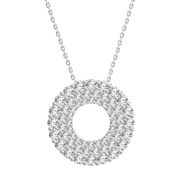 LADIES PENDANT WITH CHAIN 1.00CT ROUND DIAMOND 14K WHITE GOLD