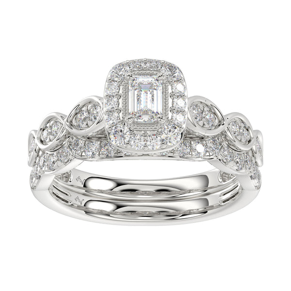 LADIES BRIDAL SET 1.00CT ROUND DIAMOND 14K WHITE GOLD (SI QUALITY)