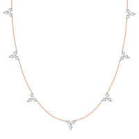 LADIES NECKLACE 1.00CT ROUND DIAMOND 14K ROSE GOLD